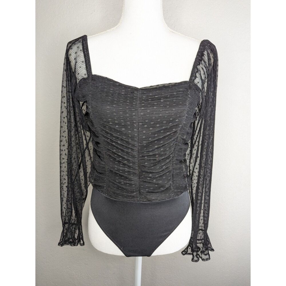 Whimsigoth Bodysuit Black Long Sleeve Sz M Witchy Fairy Grunge - Picture 3 of 12